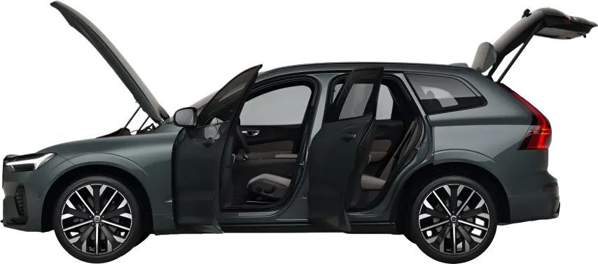 SUV híbrido de alquiler con puertas y maletero abiertos, alquiler de coches en Marbella